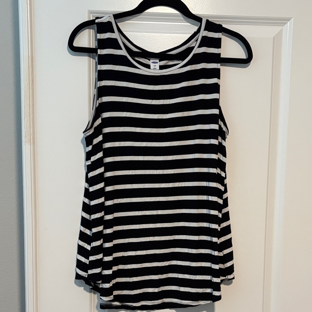Old Navy Luxe Women's Black & White Striped Tank Top size L